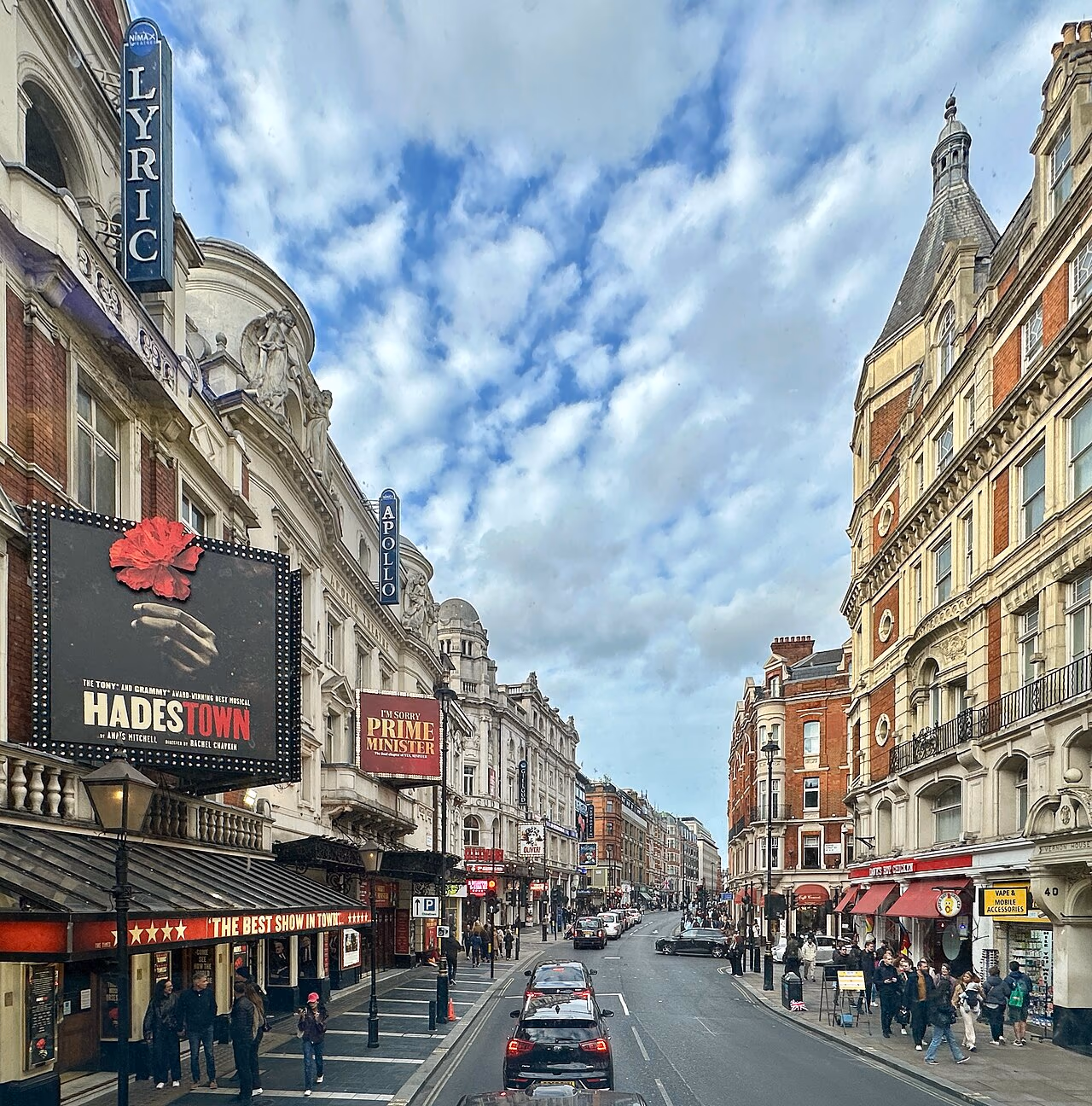 The Lyric and Apollo theatres on Shaftesbury Avenue in London's West End